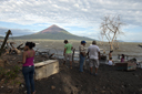 Volcano Momotombo, Lake Managua, at Leon Viejo village, very rough lake.