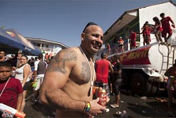 Tattoos and beers, carnival of Las Tablas, Panama.
