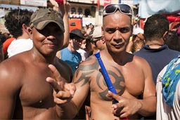 Two guys, body art, las Tablas, Panama. Two guys, body art, las Tablas, Panama.
