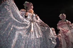 Parading on the carnival, showing off eleborate dresses, las Tablas.