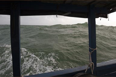 Rough ocean off Panama coast, crossing to Colombia.