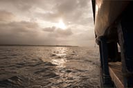 Sailing the quiet waters. Guna Yala Sea between the islands.