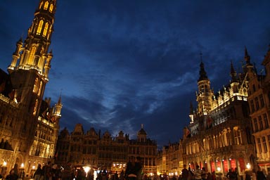 Brussels Main Square at night.