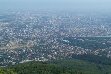 Sofia in haze, view from Vitosha mountain.