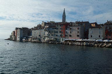 Evening sets over Rovinj and sea.