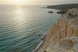 Sunset and white cliffs, Cyprus.