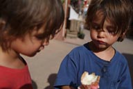 Sharing an ice cream.