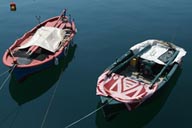 Boats, blue water, Greece.