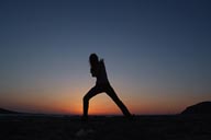 Sunset, beach and sea, dance.