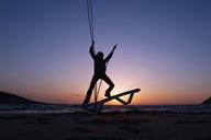 Sunset dance on beach.