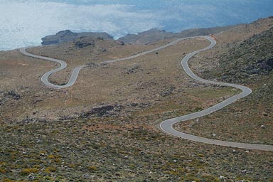 Winding small road in untouched east Crete.