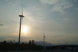 Windfarming, dusk, Austria