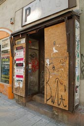 A closed shop in Budapest.