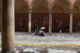 Bologna, university district arcades, Frescos on San Giacomo Maggiore.