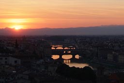 Florence, Firenze, from Piazza Michelangelo, humid sunset.