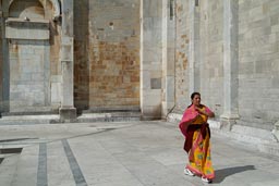 Indian tourist, Pisa, basilica walk.