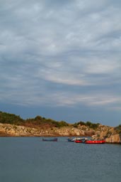 Porto Badisco, Puglia, bay and fisher boats.