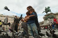 Milan dome square, Christina and boys.