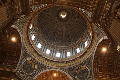 Cupola inside of Saint Peter Basilica, Rome.