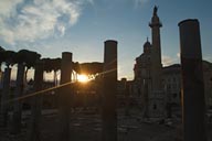 Trajen's column and sunset.