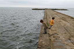 Pier, Ventes, Lithuania, my boys.