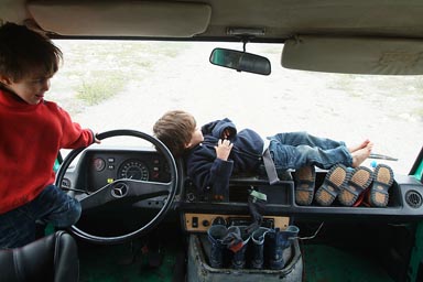 Relaxing on dashboard.