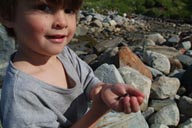 Daniel showing snaild he's found.