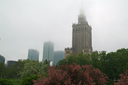 Warsaw, cultural palace in clouds.