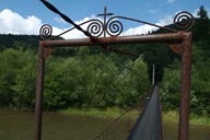 Foot bridge over Bistrita, Eastern Carpathians, Romania.
