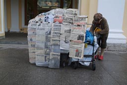 Nevsky Prospekt, St. Peterburg, Russia, news paper stand.