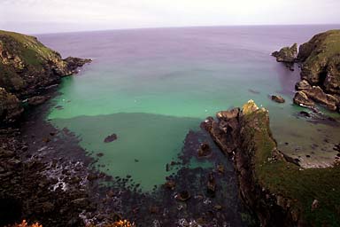 Large bay with green shimmering water