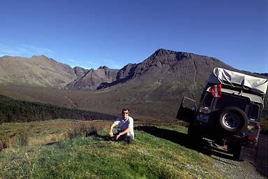 MS and Land Rover in front of Cullins