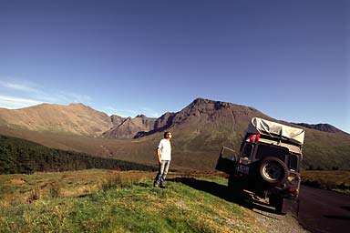 MS and Land Rover in front of Cullins