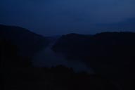 Night falls over Danube, Iron Gate. Serbia.