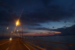 Bridge Kalmar Oeland at late dusk.