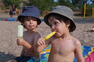 Ice on a stick on a beach, nothing better.