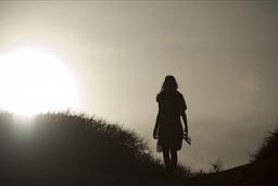 C. against sun, evenin La Ribera dunes, Mexico.