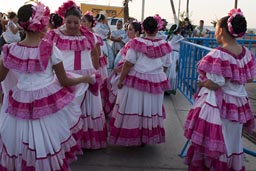 Girls preparing for show, La Paz, Baja California Sur, Mexico.