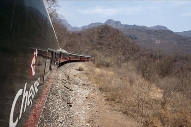 Chihuahua al Pac├¡fico, Chepe train up Copper Canyon.