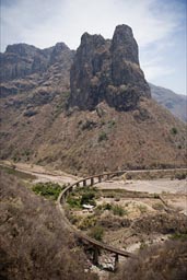 Chepe track winding up Septentrion Canyon, Sierra Madre  Occidental.