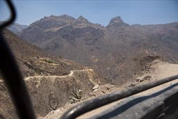 Batopilas Canyon view from back of pick-up truck.