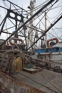 Rusting away fishing vessel in lagoon of Alvarado, Vera Cruz, Mexico.