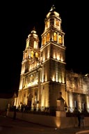 Campeche cathedral beutifully lit at night.