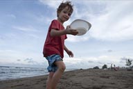 Chachalacas Beach, Vera Cruz, Mexico. We hit the beach, David carrying water.