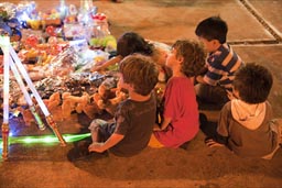 Chinese imported toys gather the childrens attraction and they are not alowed to be touch. Main Merida Square, Yucatan.