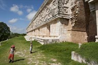 Long facade of Governor's Palace, Uxmal, Mexico.