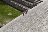 La Gran Piramide, boys on steps. Uxmal.