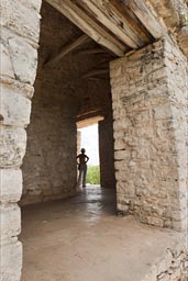 Inside seven dolls temple, Dzibilchaltun, Yucatan.