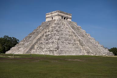The sunny sides of great Pyramid in Chichen Itza, Early morning. South side is not restored.