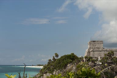 Tulum, ruins over sea.